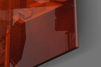 Deep Red City Haze Wanderlust Glass Wall Art