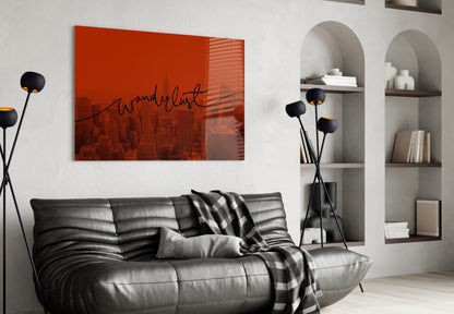Deep Red City Haze Wanderlust Glass Wall Art