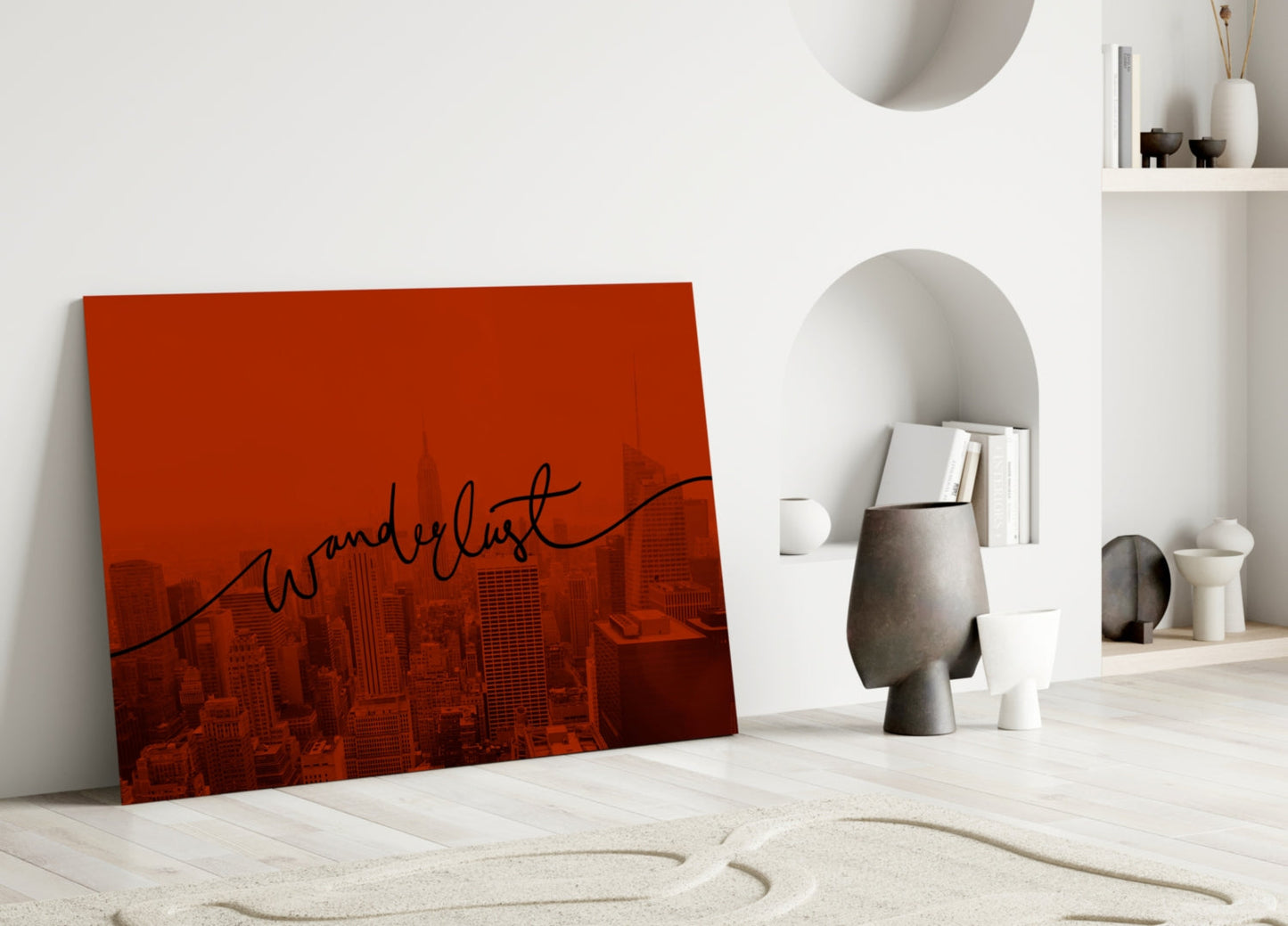 Deep Red City Haze Wanderlust Glass Wall Art