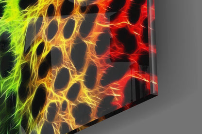 Neon Rainbow Leopard Glass Wall Art