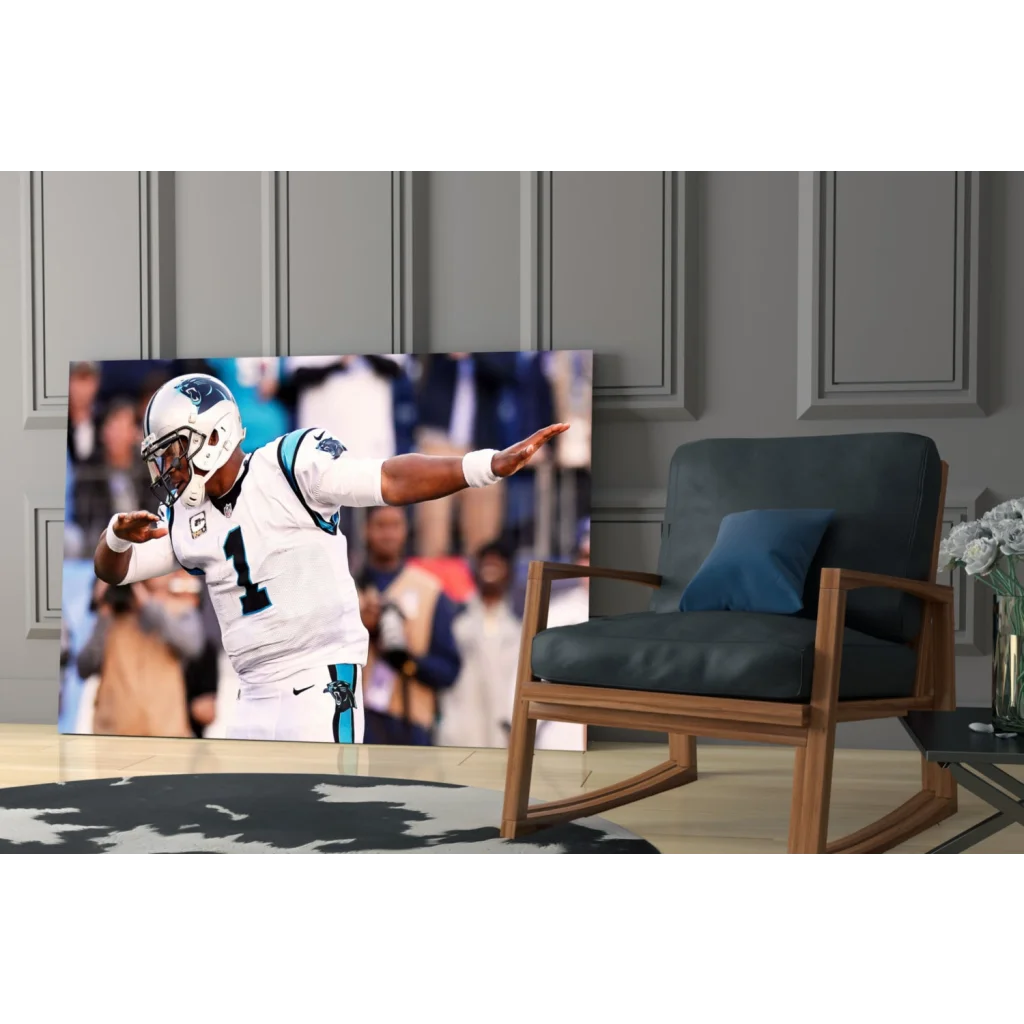 Carolina Panthers player in white jersey on ready-to-hang wall art canvas