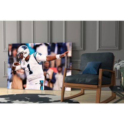 Carolina Panthers player in white jersey on ready-to-hang wall art canvas