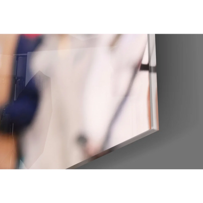 Framed Carolina Panthers wall art canvas of white horse with black pink accents