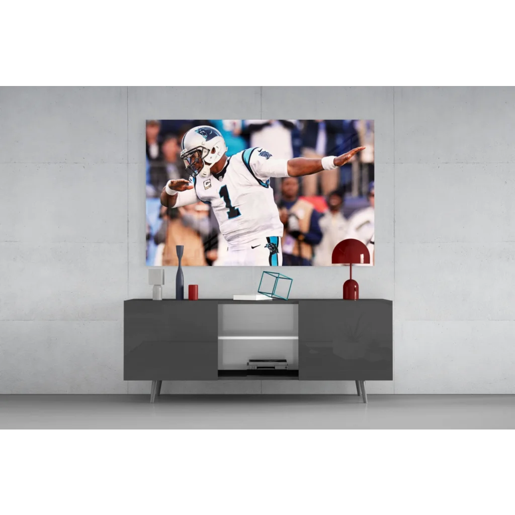 Carolina Panthers number 1 player canvas wall art in action