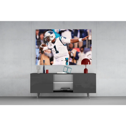 Carolina Panthers number 1 player canvas wall art in action