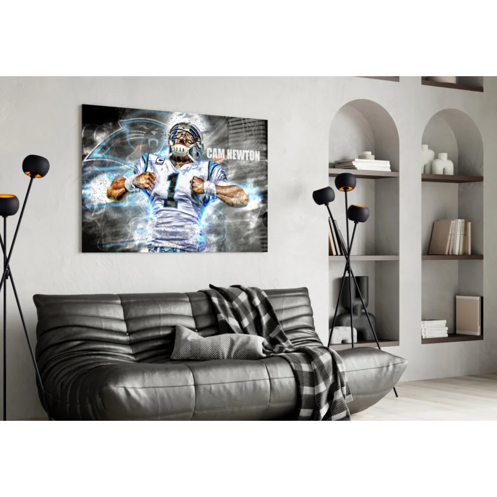 Cam Newton Panthers electric blue wall art canvas print
