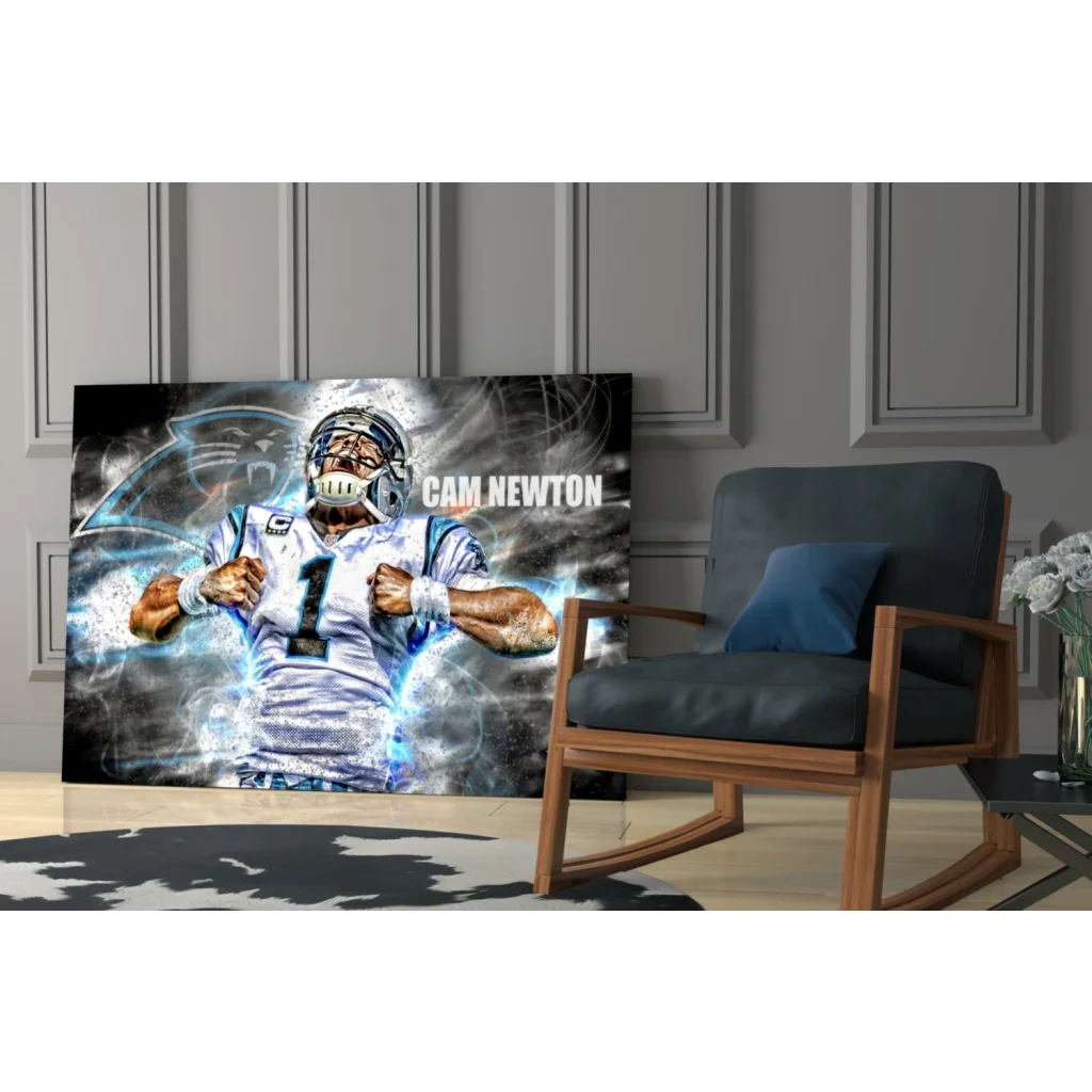Cam Newton Panthers electric blue energy wall art canvas print