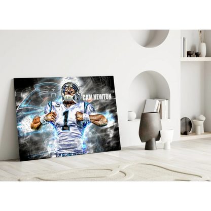 Cam Newton Panthers electric blue energy wall art canvas print
