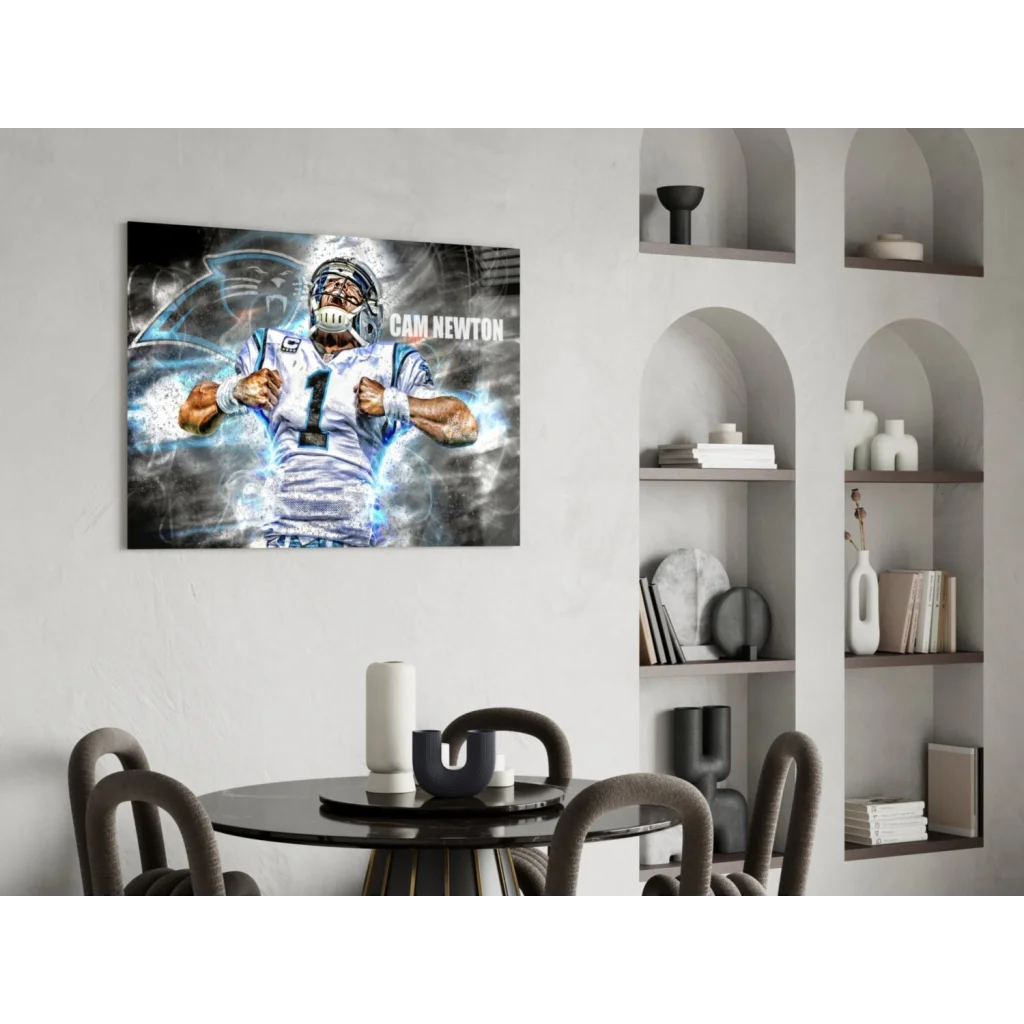 Cam Newton Panthers electric blue energy wall art canvas print