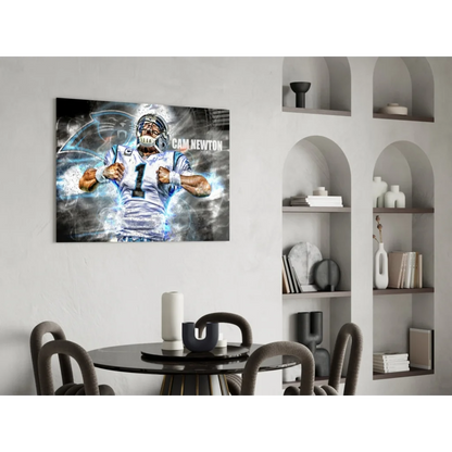Cam Newton Panthers electric blue energy wall art canvas print