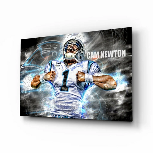 Cam Newton Panthers electric blue energy wall art canvas print