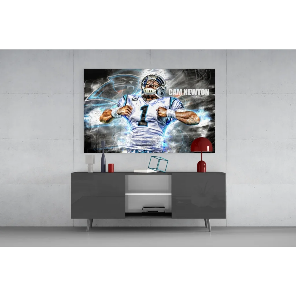 Cam Newton Panthers electric blue energy wall art canvas print
