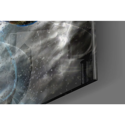 Sleek Cam Newton Panthers electric blue cosmic glass wall art print