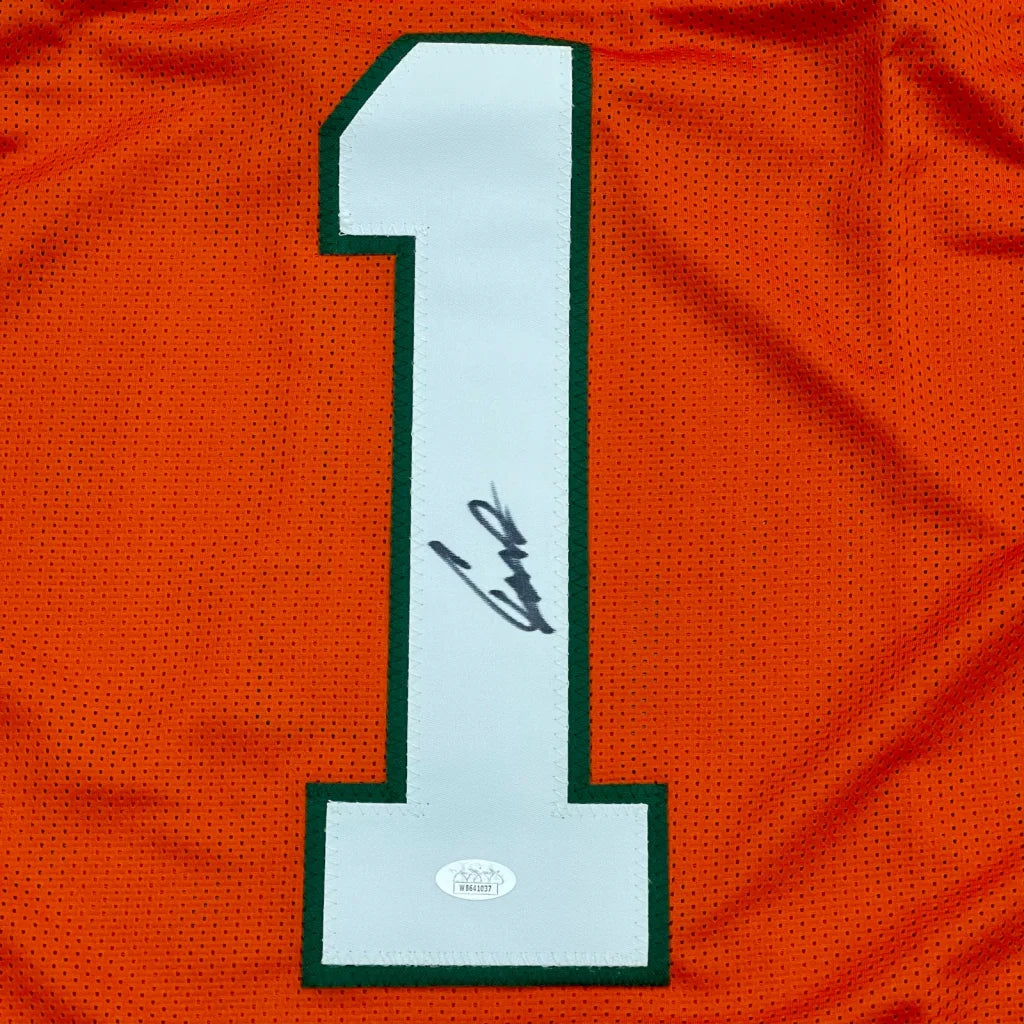 Cam Ward autographed orange Miami #1 jersey with JSA