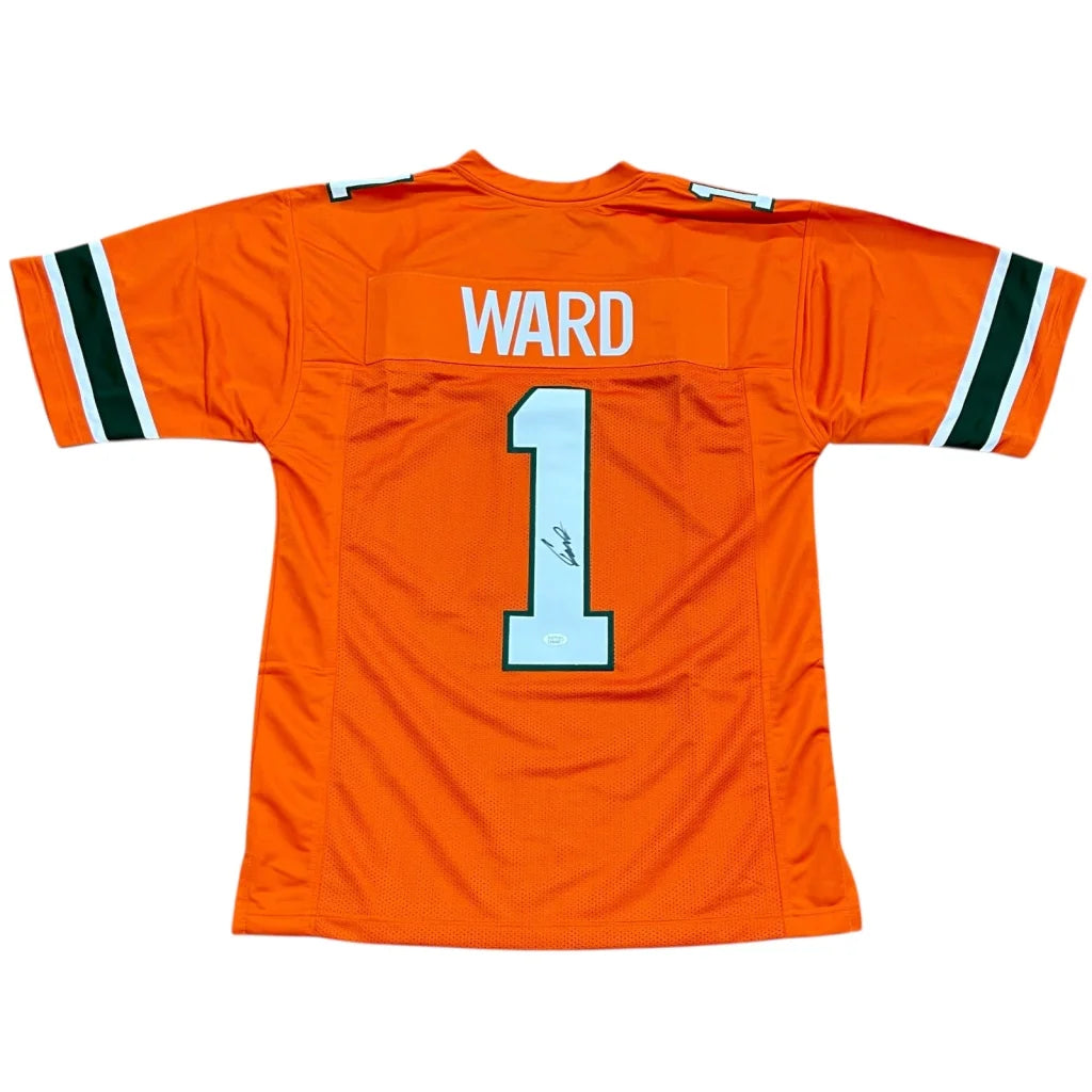 Cam Ward autographed vibrant orange Miami Dolphins jersey with Ward #1