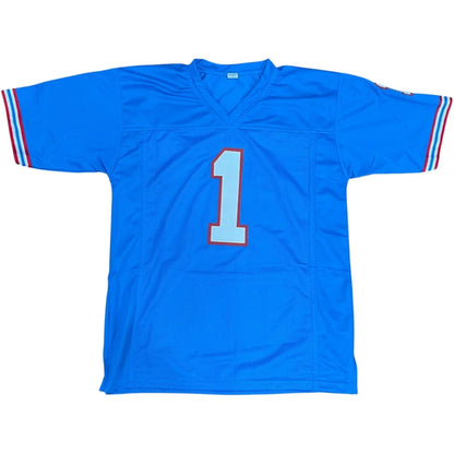 Cameron Cam Ward autographed Tennessee throwback baby blue #1 jersey