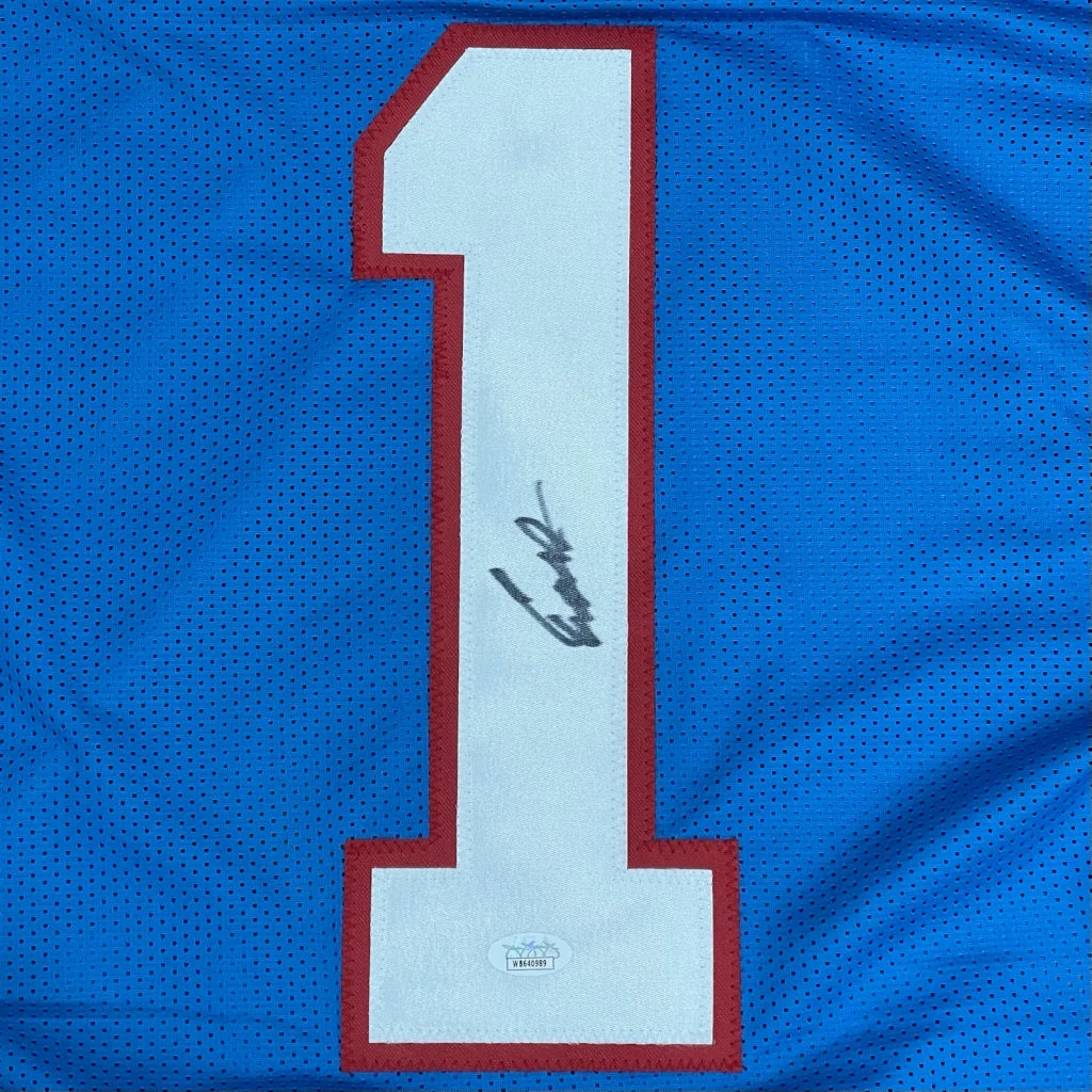 Cam Ward autographed blue mesh Tennessee jersey #1