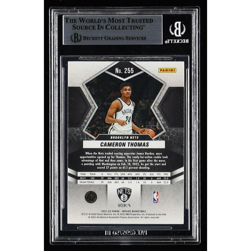 Cameron Thomas graded Beckett basketball trading card from Brooklyn Nets collection