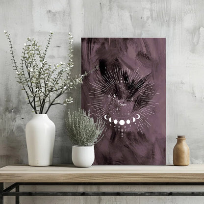 Purple cosmic Cancer constellation on insigne aluminum print