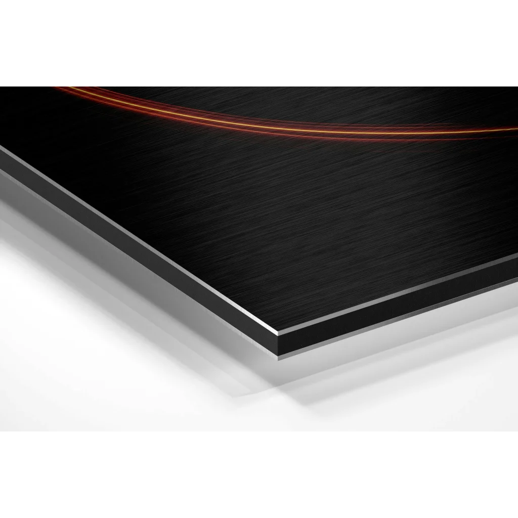 Premium brushed aluminium dibond wall art with orange light streak