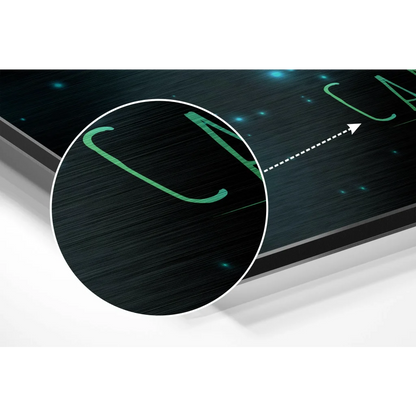 Stunning Cancer zodiac brushed aluminium dibond wall art with green glow