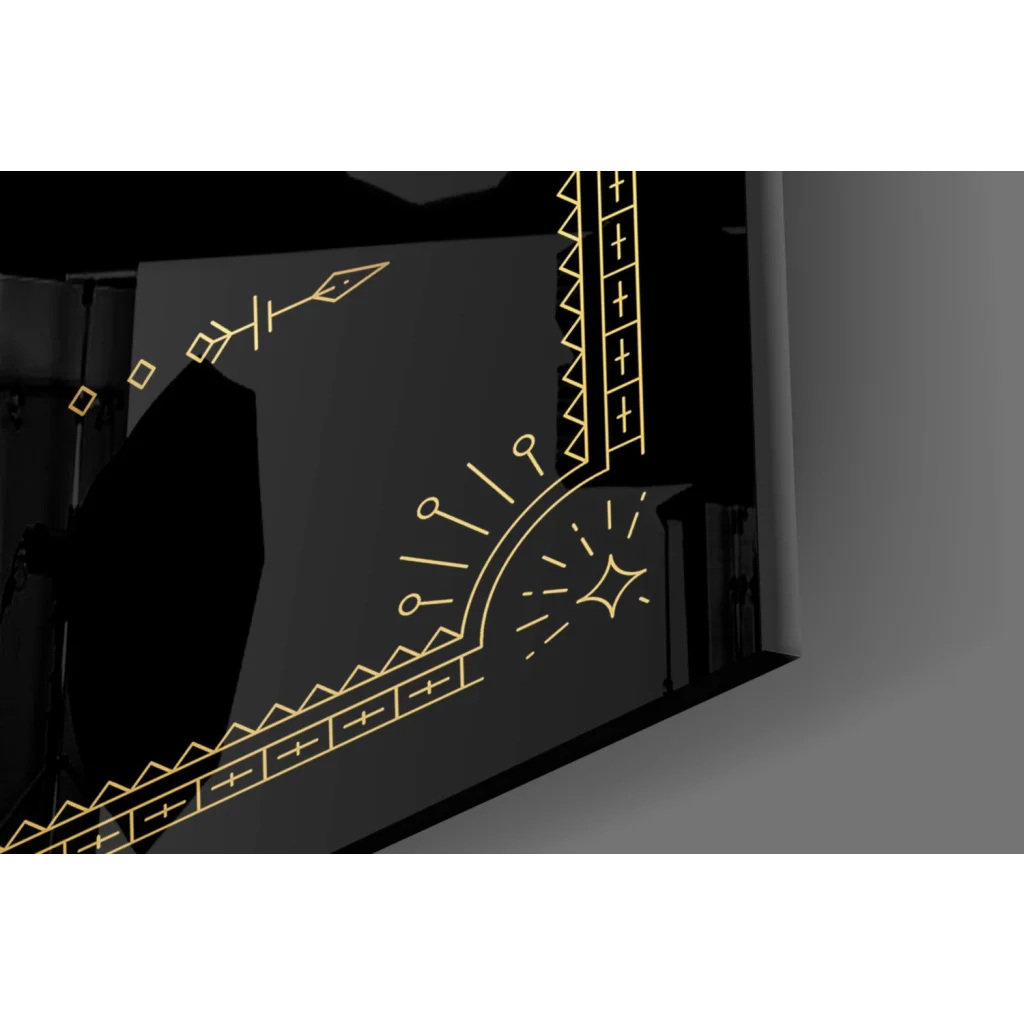 Stunning gold Cancer zodiac glass wall art with intricate black panel geometric design