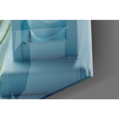 Enchanting blue lantern glass wall art with translucent light blue compartments