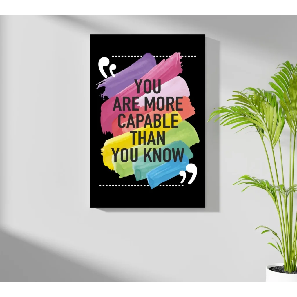 Insigne aluminum prints motivational quote wall art with bold white text on black canvas