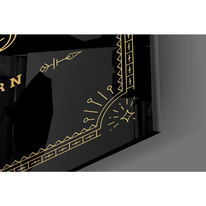Stunning Capricorn glass wall art in black rectangular box with gold foil geometric arrow motifs