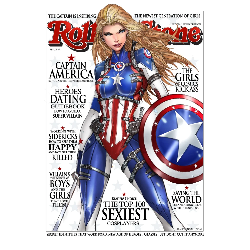 Captain America brushed aluminum wall art with red white blue stars