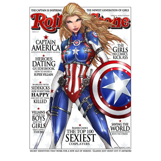 Captain America brushed aluminum wall art with red white blue stars