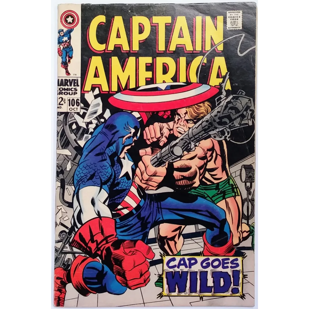 Captain America Issue 106 Marvel Comics cover with action scene