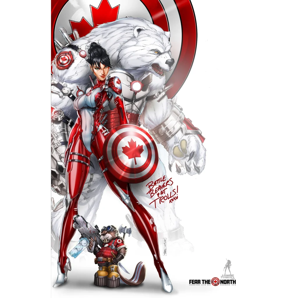 Captain Canada sketch variant limited edition metal shield cover with red maple leaf and accents