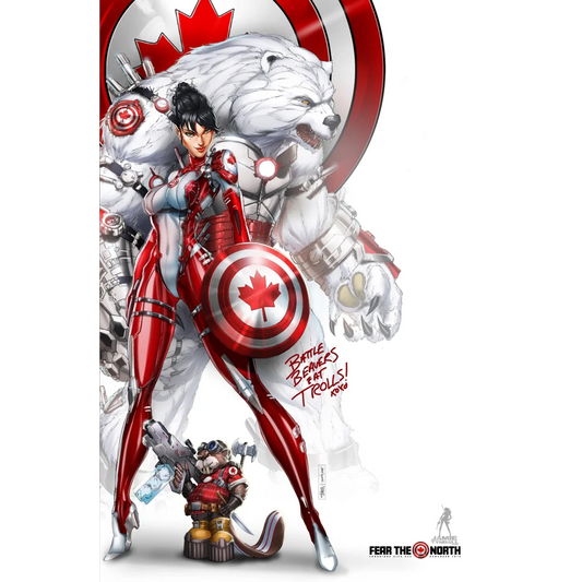 Captain Canada sketch variant limited edition metal shield cover with red maple leaf and accents