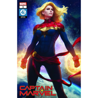 Captain Marvel comic with Artgerm Collectibles exclusive trade dress cover featuring Carol Danvers