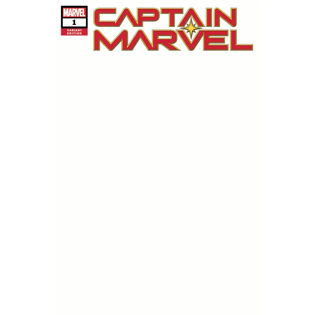 Captain Marvel comic book cover with red and yellow text on white background from Unknown Comic Books collectible history