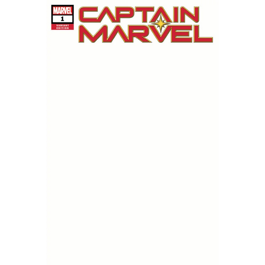 Captain Marvel comic book cover with red and yellow text on white background from Unknown Comic Books collectible history