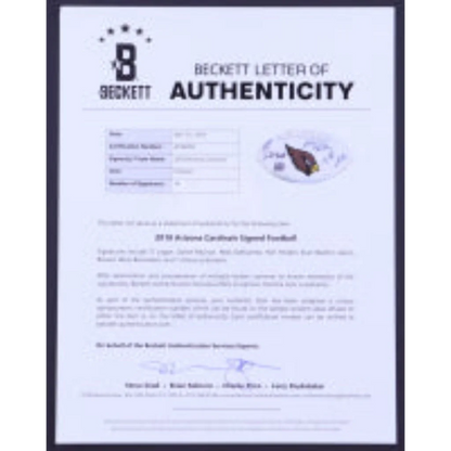 Beckett Letter of Authenticity for Cardinals logo football signed by 14 players