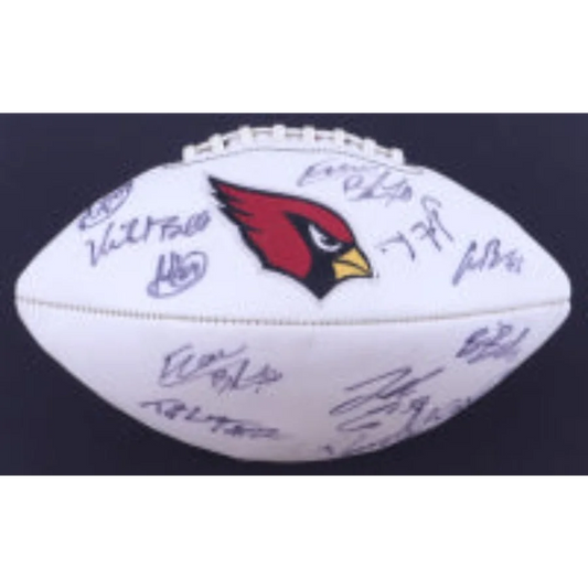 White cardinals logo football signed by 14 players with Beckett COA