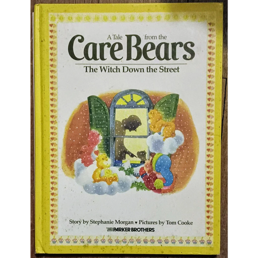 Vintage 1983 Care Bears HC book cover by Parker Brothers with yellow witch illustration