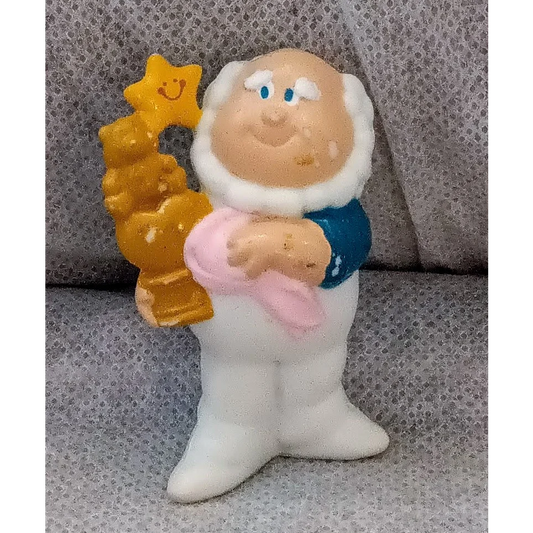 Rare 1984 Care Bears mini figure Cloud Keeper with ceramic baby holding star, seahorse