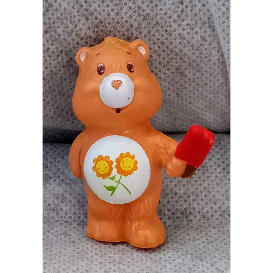 Friend Bear mini figure toy with popsicle, yellow flowers and red book