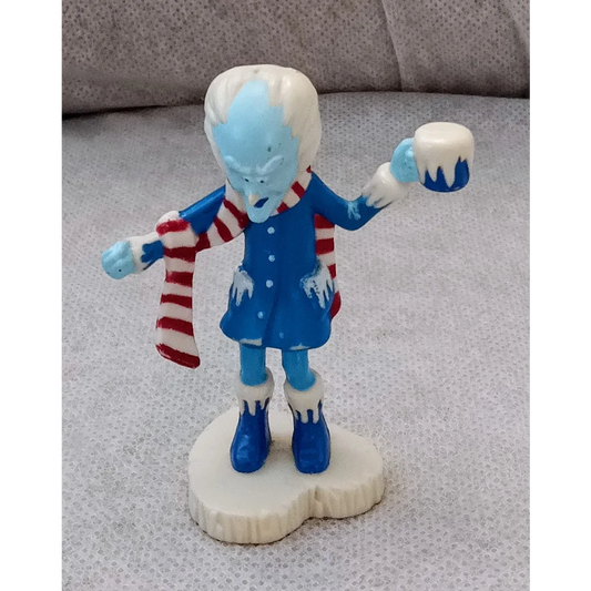 Cute Care Bears mini winter snowman figure with blue-white design, red striped scarf, and boots