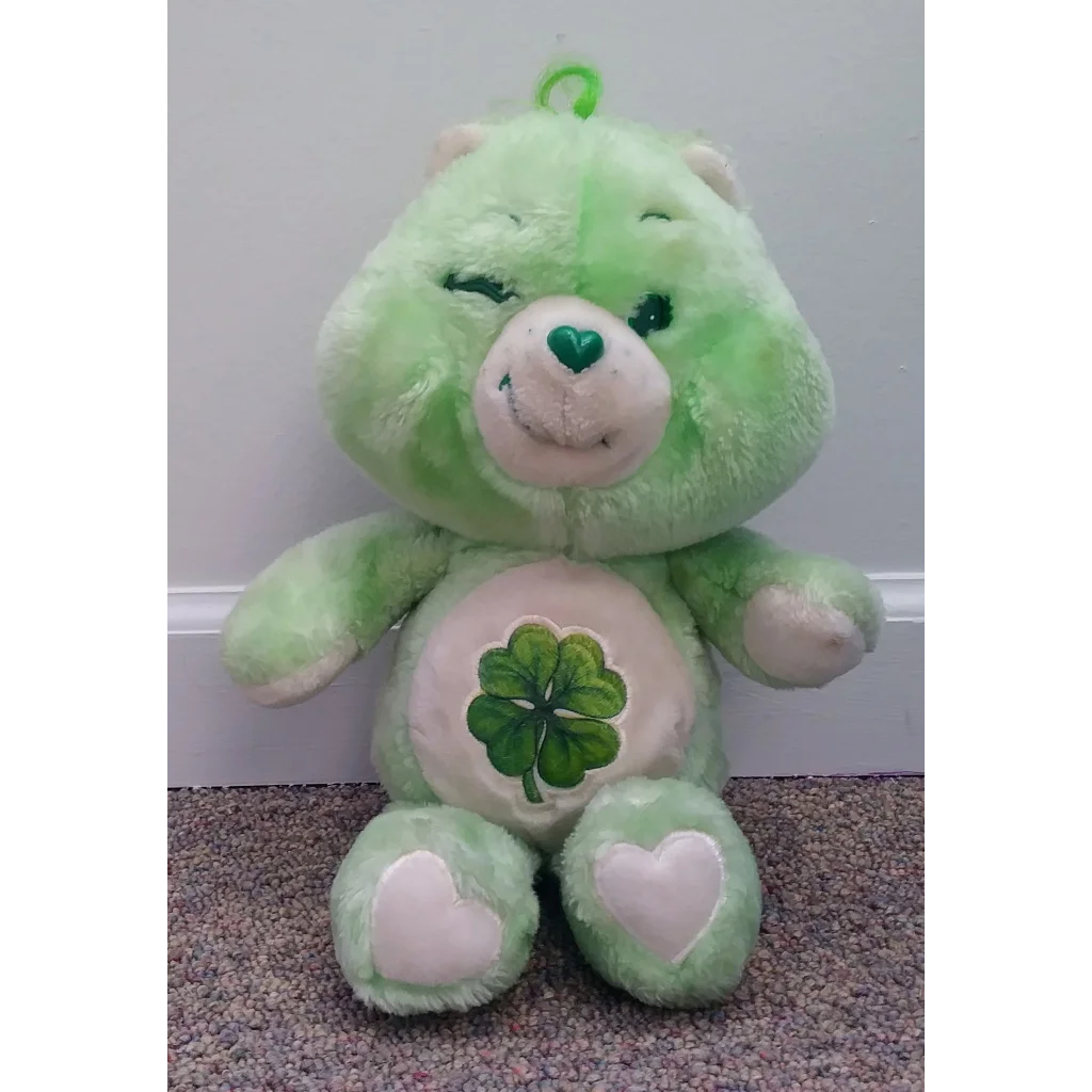 Vintage 1983 Good Luck Bear plush with shamrock belly and heart paws
