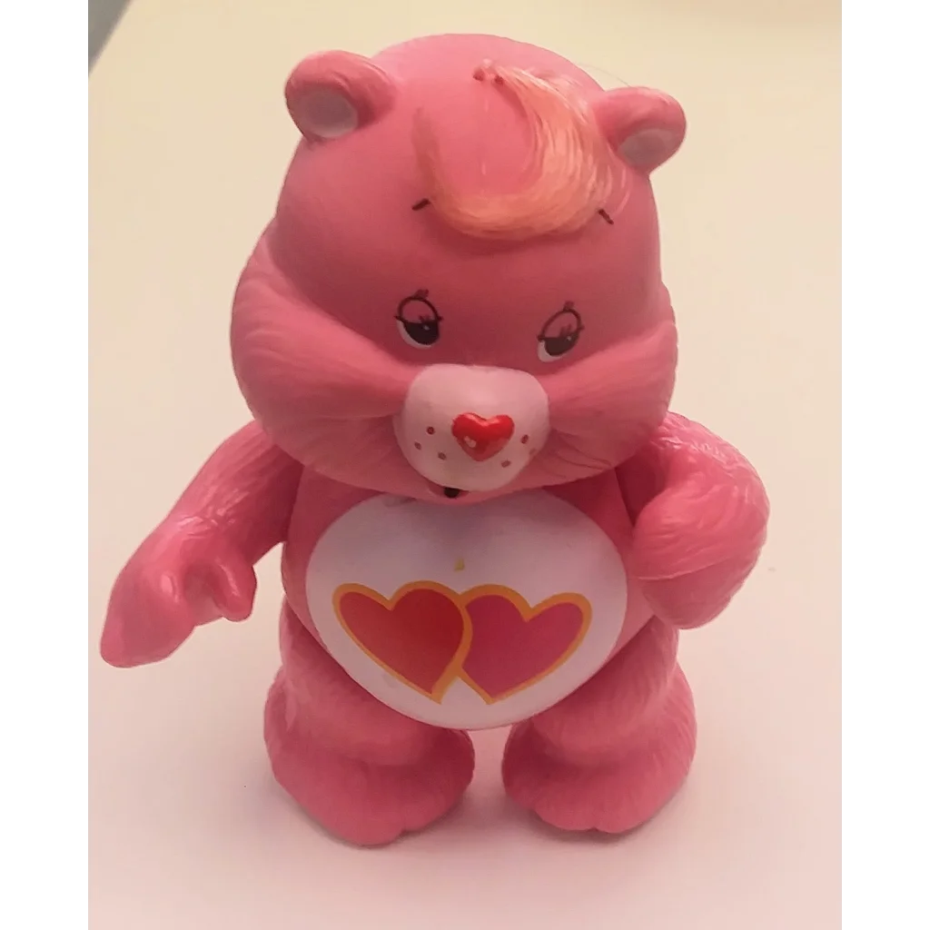 Vintage 1983 Care Bears PVC figure Love A Lot Bear with pink heart design