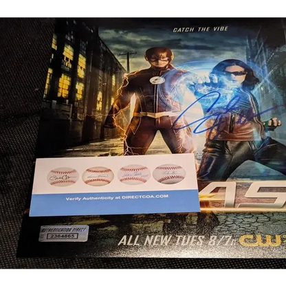 Autographed 8x10 photo of Carlos Valdes with The Flash and Vibe poster collectible