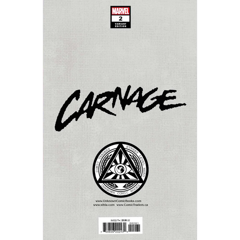 Blank Carnage Symbiote comic cover for Marvel Issue 2 Variant by Comics Marco Turini