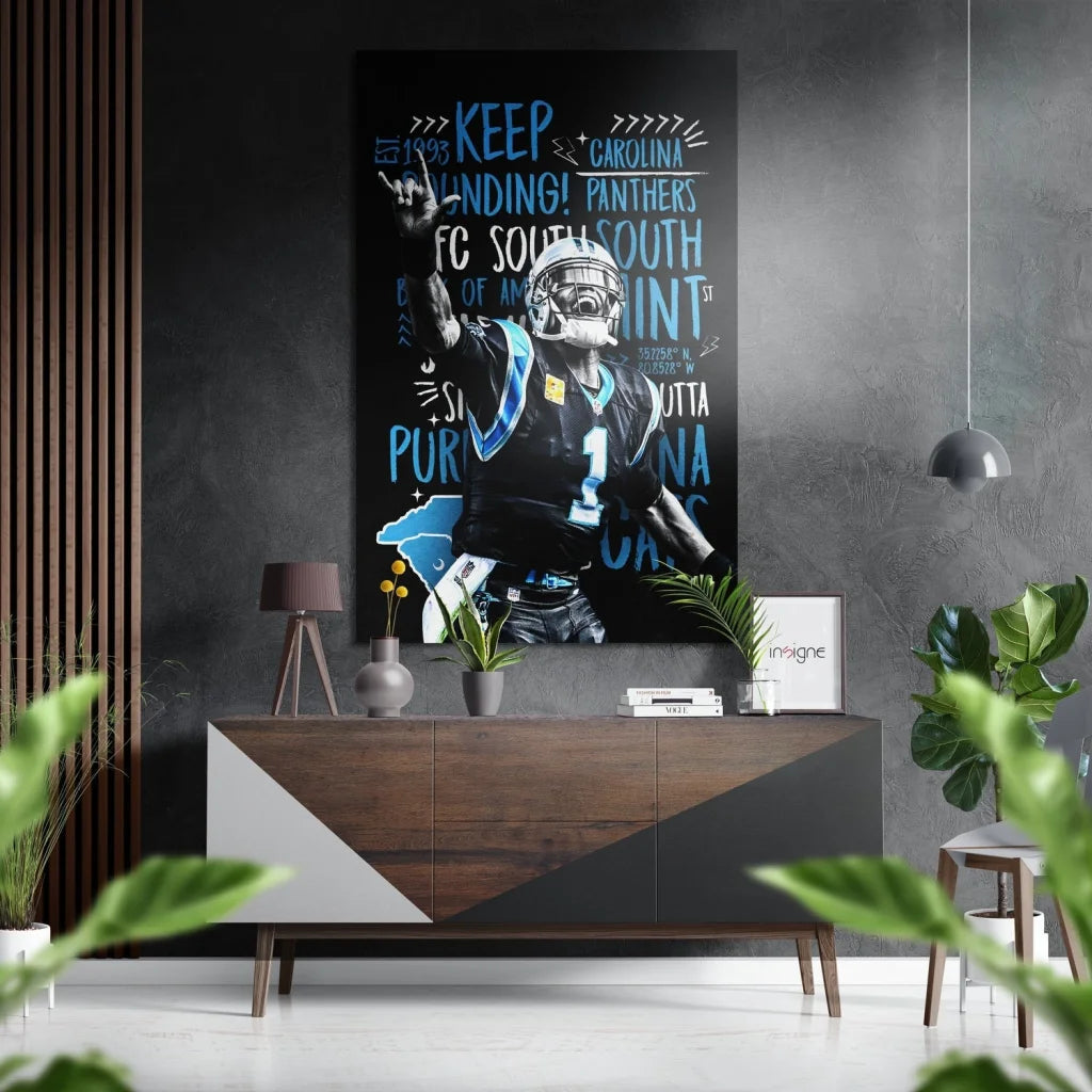 Carolina Panthers brushed aluminium dibond wall art poster