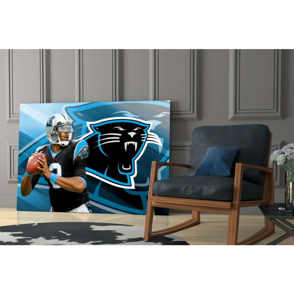Carolina Panthers QB in action glass wall art canvas print