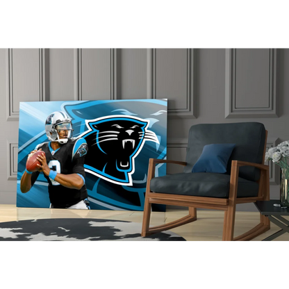 Carolina Panthers QB in action glass wall art canvas print